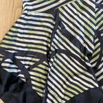 Bebe  Green and Black Striped Midi Silk Skirt Photo 2