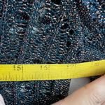 Anthropologie  Pilcro Green Metallic Crochet Sweater Boho Holiday Artsy Small Photo 5