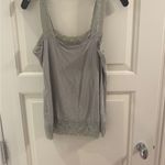 Halogen Lace Trim Gray Tank Top Photo 1