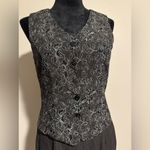 None EUC Vintage Silver and Black Floral Vest Sheath Dress size 7-8 Photo 1