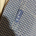 Vintage Kikomo Blue White Checkered Print Denim Shorts 1990s 28 Inch Waist Photo 11