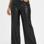 Good American Black High Rise Wide Leg Vegan Faux Leather Pants 5 Pocket Size 18 Photo 0