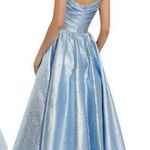 Mac Duggal Blue Square Neck Sleeveless A Line Midi Dress EUC Size 6 Ice Blue Style# 68350 Photo 1