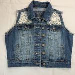 Rue 21  Blue Denim Vest with White Lace Photo 0