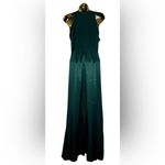 Aidan Mattox Aidan by  green satin plunge evening gown 8 cocktail wedding formal Photo 4