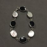 Sterling Bracelet Comprised of Alternating Links of Black Onyx & Mother of Pearl Photo 1