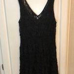 Free People sheer black floral lace mini dress with a beaded v-neck Photo 0