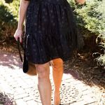 Ann Taylor Tiered Black Embellished Puff Sleeve Dress Photo 0