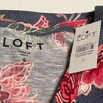 Loft Womens Size Small Blue Pink Floral Short Sleeve Cotton Crewneck Shirt NEW Photo 1