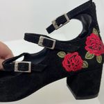 Steve Madden Hadley Embroidered Rose black buckle leather suede heels size 7.5 Photo 7