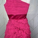 Pronovias Strawberry Pink One Shoulder Ruffle‎ Cocktail Dress Size US 2 Photo 7