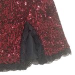 Wild Fable NWT  Dark Red Sequin Slip Dress Black Lace Trim Side Slit Medium Photo 3