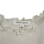 Honey Punch  - Ribbed Pointelle Knit Short Sleeve Top in Ivory Photo 1