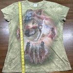 The Mountain  Size L Green Tie-Dye Wolves Patriotic Wolf T-Shirt Tee Shirt Photo 3