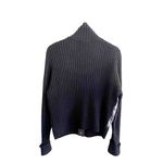 Context Womens Black Leather Wool Knit Cardigan Jacket Sz L Black Y2K Minimalist Size L Photo 2