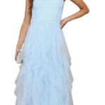 Lulus  Blue Tulle Strapless Maxi Dress NWT Size Small Blue Prom Homecoming Dress Photo 0