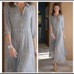 Soft Surroundings  Ibiza Georgette Embroidered Maxi Dress Mountain Mist size XXS Photo 1