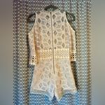 Saylor | Jaden Crochet Cold Shoulder Romper Cream, Size XS Photo 6