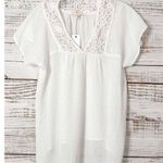 Under Skies NEW with Tags  Lace Trim Short Sleeve Top Blouse White Size Small Photo 0