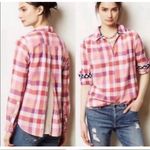 Anthropologie  Isabella Sinclair Hibiscus Tea Pink Plaid Button Down Medium Photo 1