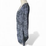 Soft Surroundings navy blue long sleeve Wrap Dress Lace Print Ruched v-neck Photo 3