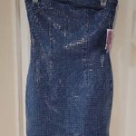 Denim Strapless sequin overlay Dress size Small Blue Photo 0