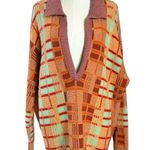Free People Retro 70s Oversized Plaid Ruben Pullover Tunic Sweater Size Medium Photo 13