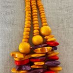 Orange yellow and purple beaded multi strand necklace Photo 5