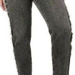 Good American  Good Boy Frayed Outseam Washed Black Jeans Photo 0