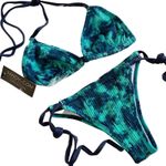 Yandy Two Piece Teal & Blue Tie Dye Bikini Set Adjustable Medium NEW WITH TAGS Photo 0