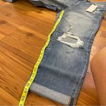 Mica Denim High Rise Stretchy Boy Crop Jeans 14W Destruction Ripped Cuff Hem New Blue Photo 8