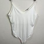 Gaze White Soft Spaghetti Straps Stretch Bodysuit Top Womens Large Photo 0