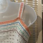 Handmade Vintage Hand Woven Tatting Thread Stretchy Beige Cropped Tank Top Large Photo 10