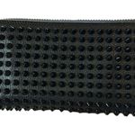 Christian Louboutin Blk Lg Leather Wallet.Studs, Red Interior & External Zipper Photo 0