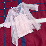 Vintage Pandora by CHIC small Robe & Slip Set Lingerie Petite Sheer Lace Pink Photo 1