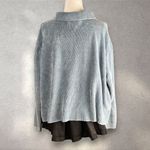 Alfred Dunner  Zip-Up Chenille Collared Cardigan Women’s L Light Blue Cable Knit Photo 1