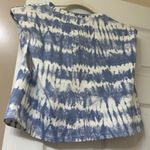 Blue & White Tie Dye Cropped Shoulder Pad Shirt Photo 7
