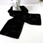 Black Velvet Rectangle Scarf Leaf Print Whimsigoth Fairy Nature Witchy Luxurious Photo 1