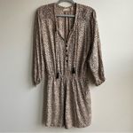 BEACHGOLD Chelsea Animal Print Romper in Brown Motif Size Medium Tan Photo 2