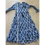 Mud Pie Mud Pie Dress Womens Medium Blue Midi Tassels Boho Beach Resort Coastal Preppy Photo 9