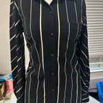 Lysse  Black Button Down Shirt with White Stripes Photo 0