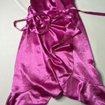 Maje  Fuscia Pink Satin High Low Midi Wrap Ruffle Dress Photo 5