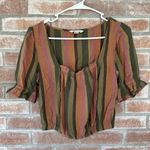 American Eagle Striped Cropped Elastic Bottom Blouse Boho XS Photo 1
