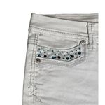 Juniors DO DENIM White Low Rise Cuffed Rhinestone Embellished Jean Shorts Size 9 Photo 2