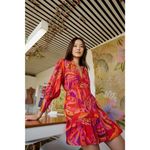 Farm Rio NWT Banana Juice Mini in Red Orange Puff Sleeve Cotton Dress S $195 Photo 8