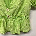 Line and Dot  Willow Lace Eyelet V Neck Crop Peplum Top Green Revolve Size Small Photo 2