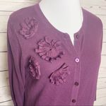Merona Plum Purple Cardigan Sweater with 3D Flower Details Size Medium Photo 1