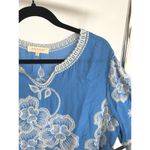 Solitaire Embroidered Floral Sky Blue Intricate Flowy Boho Garden Party Spring Blouse M Photo 1