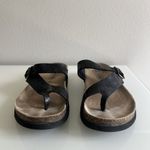 Mephisto  Helen Black Paint Leather & Cork Slip On Sandals Size 40 Photo 2