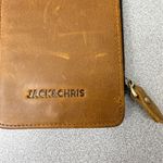 Jack & Chris Leather Wallet Cards Cash Zip Pocket Snap Embossed Distressed Brown Photo 7